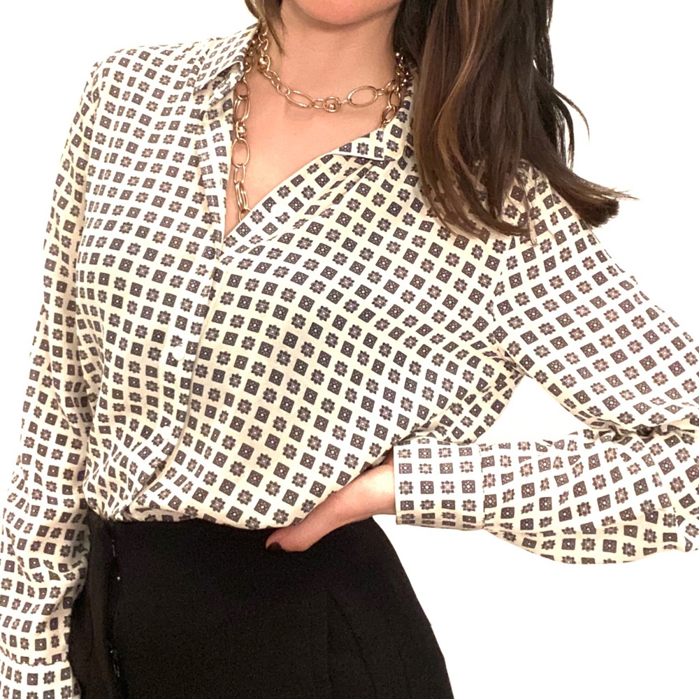 Joe Fresh Print Button Down Blouse - image 1